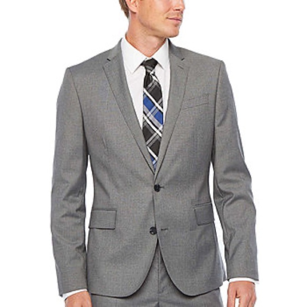 JF J.Ferrar Ultra Comfort Medium Gray Slim Fit Suit Jacket w/ Pants